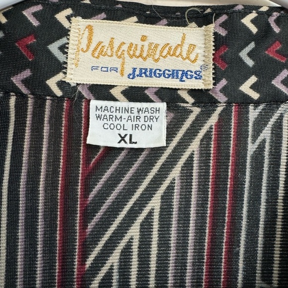 Vintage 70s Size L/XL J Riggings Disco Shirt Geometric Stripes Multi Print - Picture 3 of 6